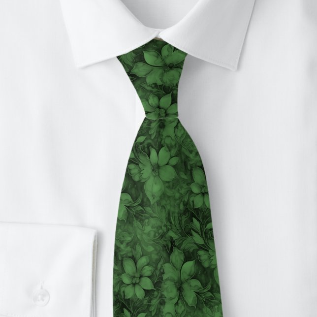 Hunter Green Floral Tie (Creator Uploaded)