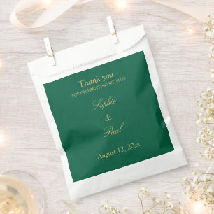 Hunter Green Golden Beige Wedding Favour Bags