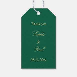 Hunter Green Golden Beige Wedding Favour Gift Tags