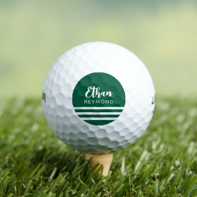 Hunter-Green Golfer Name with 3 Stripes Golf Balls (Insitu Tee)