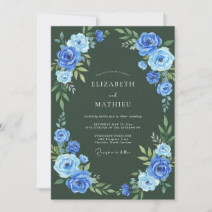 Hunter Green Graceful Winter Wedding Invitation