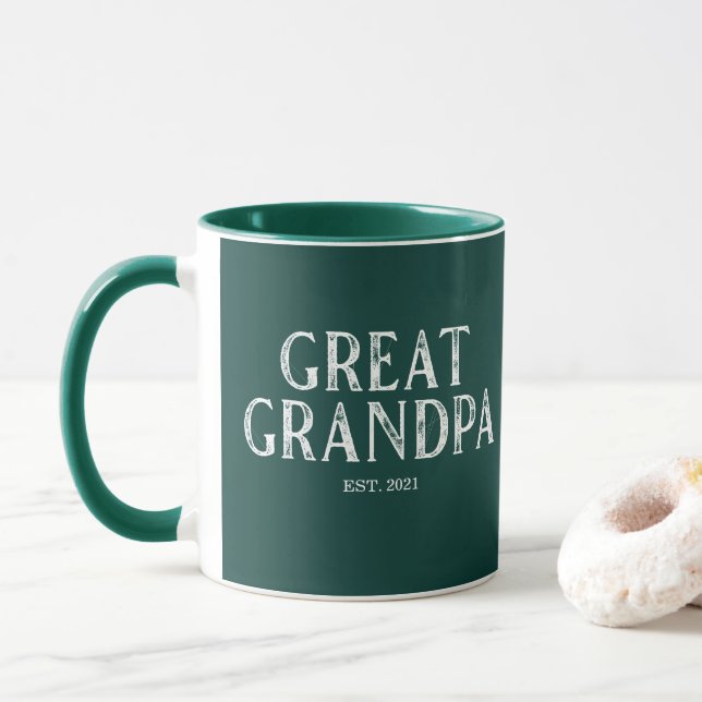 Hunter Green Great Grandpa Year Established Mug (With Donut)