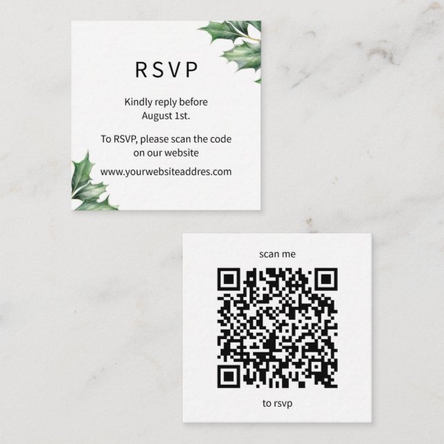 Hunter Green Holly Enclosure Card (Front/Back)