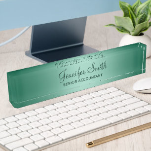 Hunter Green Light Teal Gradient with Job Title Nameplate