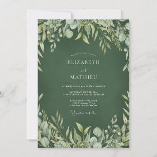 Hunter Green Lush Woodland Wedding Invitation