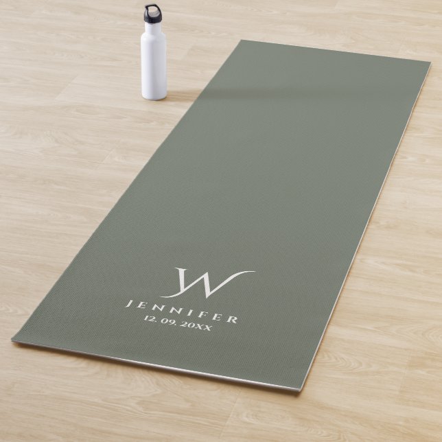 Hunter green Monogram and Name Yoga Mat (In Situ)