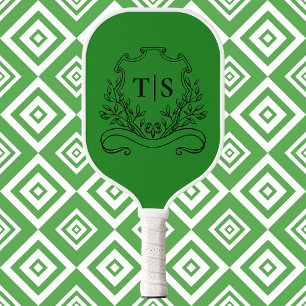 Hunter Green Monogram Classic Crest Pickleball Paddle