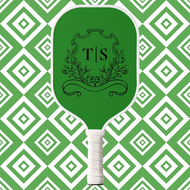 Hunter Green Monogram Classic Crest Pickleball Paddle (Hunter Green Monogram Classic Crest Pickleball Paddle)
