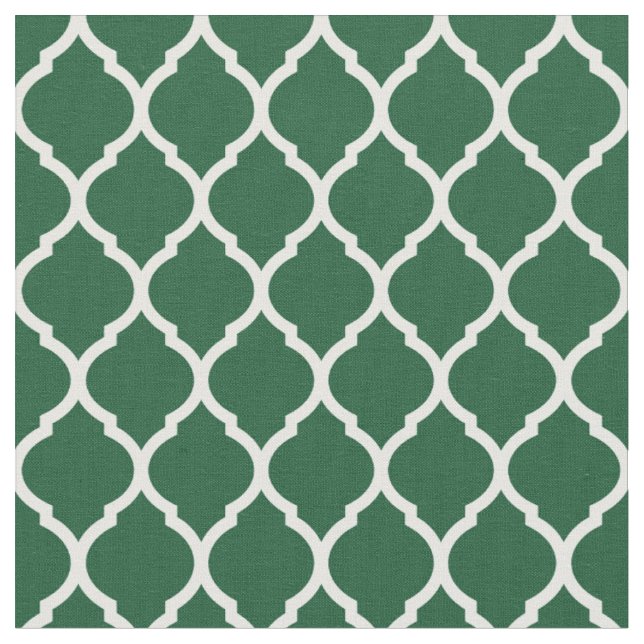 Hunter Green Moroccan Quatrefoil Fabric (Close Up)