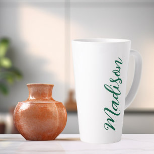 Hunter Green Name Handwritten Script Custom Latte Mug