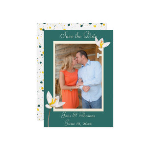 Hunter Green Photo Flat Save The Date Card