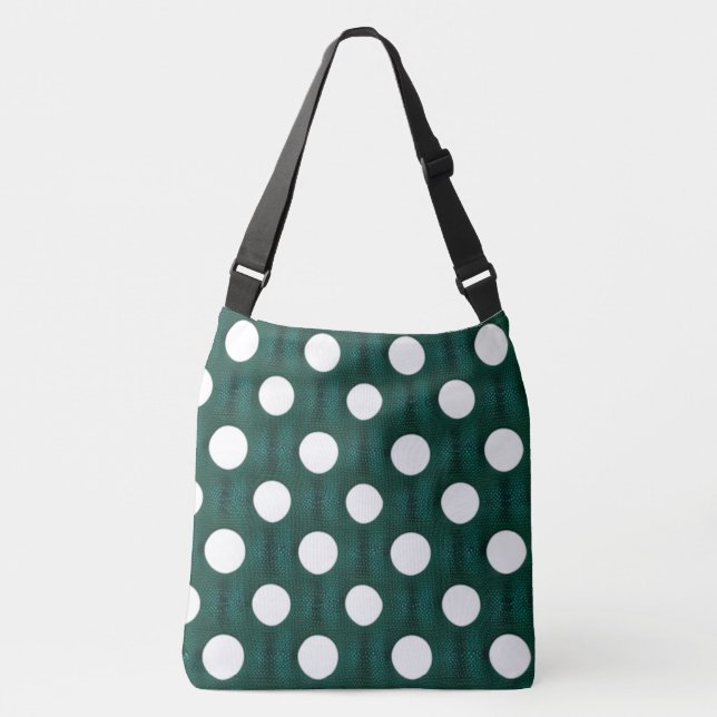 Hunter Green Polka Dots Crossbody Bag (Front)