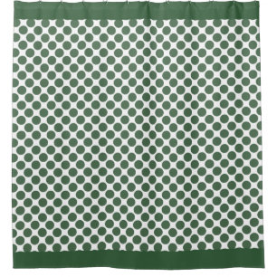 Hunter Green Polka Dots Shower Curtain