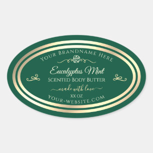 Hunter Green Product Label Gold Frame Vintage Rose