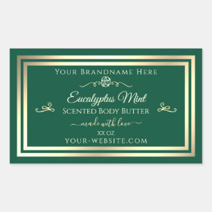 Hunter Green Product Label Gold Frame Vintage Rose