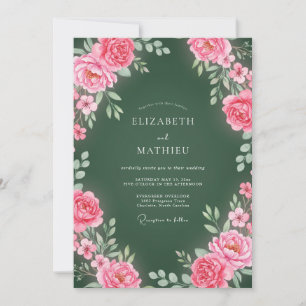 Hunter Green Radiant Botanical Wedding Invitation