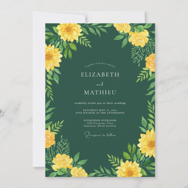 Hunter Green Radiant Summer Wedding Invitation (Front)