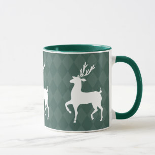 Hunter Green Reindeer Christmas Mug