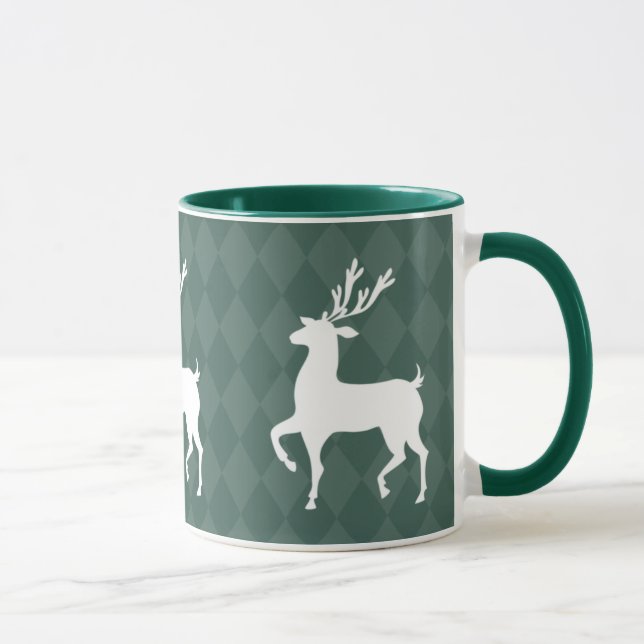 Hunter Green Reindeer Christmas Mug (Right)