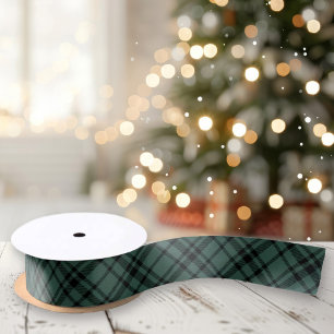 Hunter Green Scottish Tartan Plaid Christmas Satin Ribbon