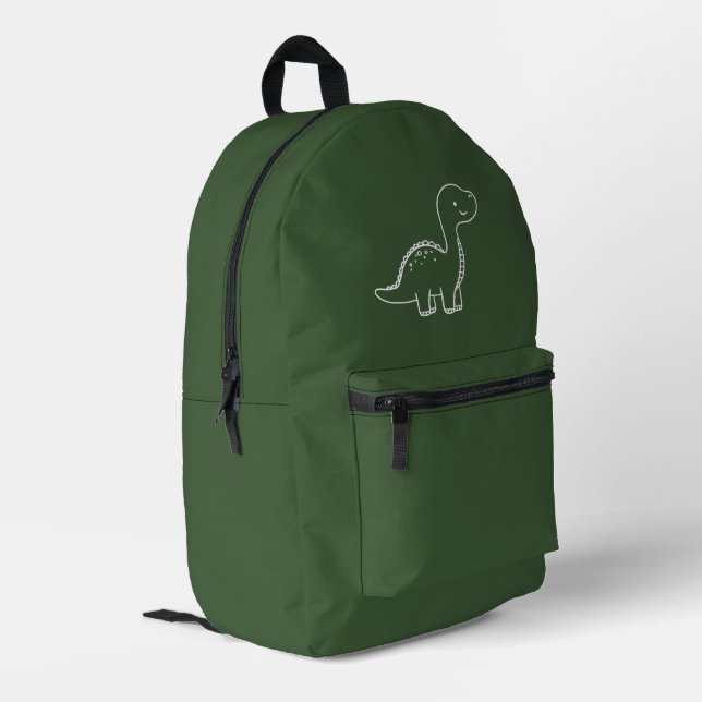 Hunter Green Solid Colour Printed Backpack (Back Corner Left)
