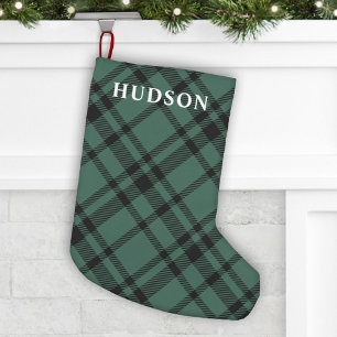 Hunter Green Tartan Plaid Holiday Small Christmas Stocking