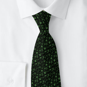Hunter Green Tiny Flowers Tie
