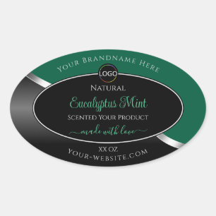 Hunter Green Wavy Silver Black Logo Product Labels