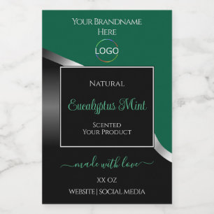 Hunter Green Wavy Silver Black Logo Product Labels