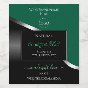 Hunter Green Wavy Silver Black Logo Product Labels