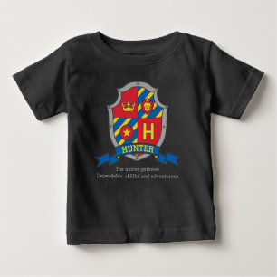 Hunter H name meaning crest knights shield Baby T-Shirt