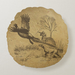 Hunter (Hunting with GSP) Round Cushion