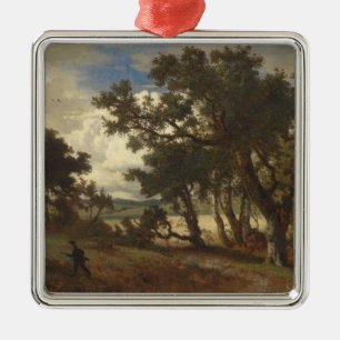Hunter in a Rural Landscape (Andreas Achenbach) Metal Ornament