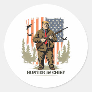 Hunter In Chief – Patriotic Trump 2024 Hunting Sea Classic Round Sticker