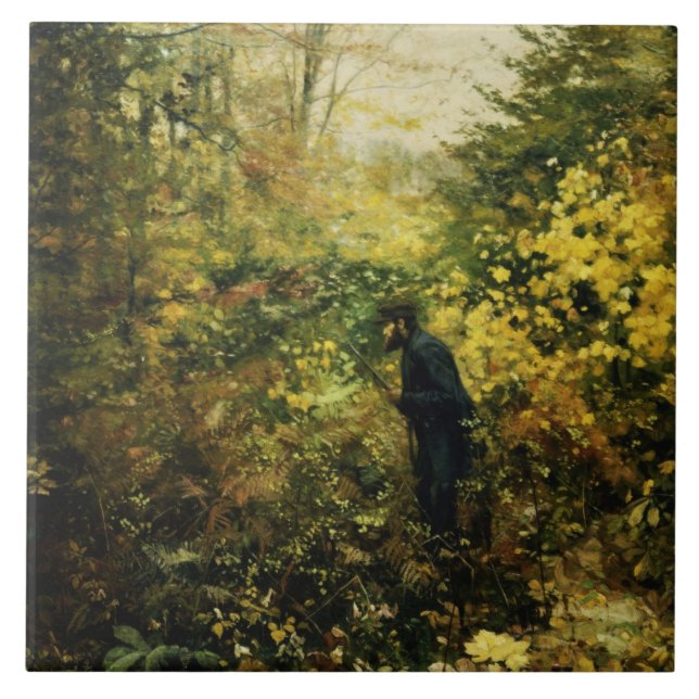 Hunter in the Forest (by H.A. Brendekilde) Ceramic Tile (Front)