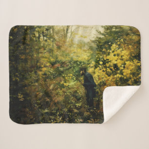 Hunter in the Forest (by H.A. Brendekilde) Sherpa Blanket
