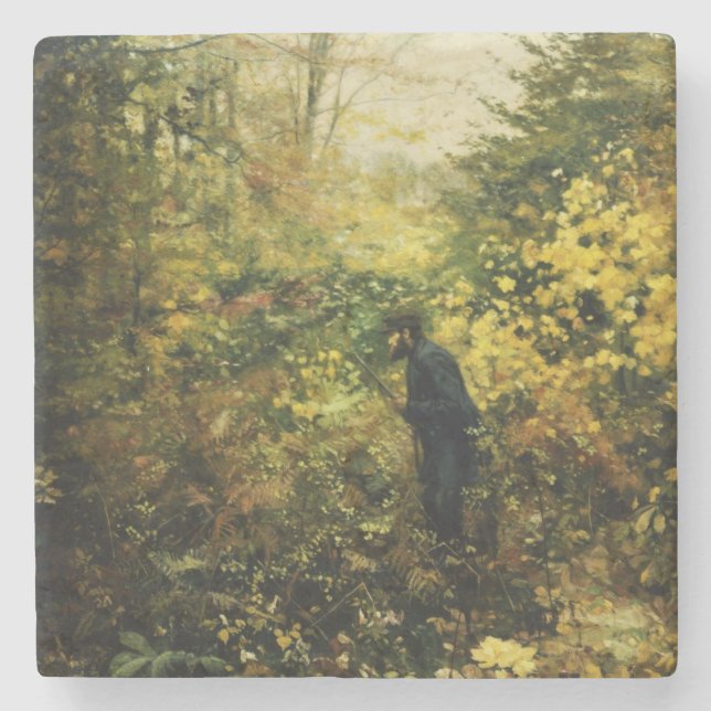 Hunter in the Forest (by H.A. Brendekilde) Stone Coaster (Front)