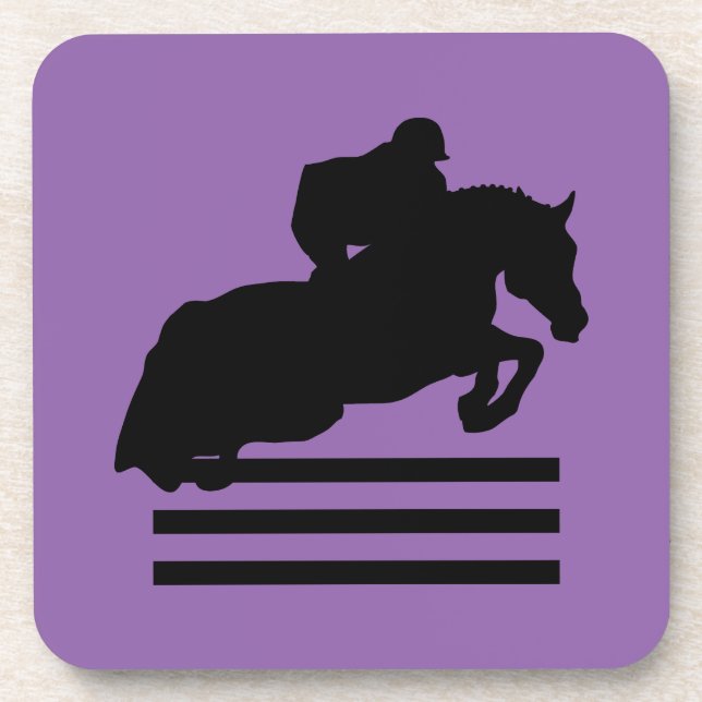 Hunter Jumper Horse and Rider Black Silhouette Coaster (Front)