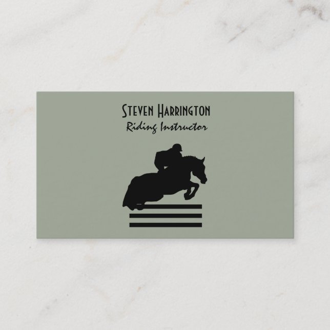 Hunter Jumper Horse and Rider Silhouette Business Card (Front)