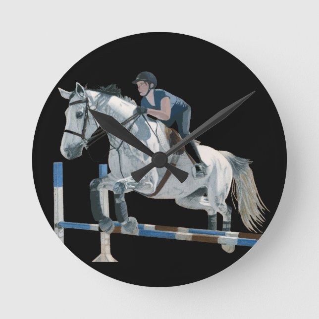 Hunter/Jumper Horse Black Wall Clock (Front)