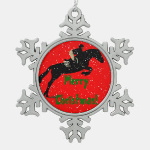 Hunter Jumper Horse Christmas Snowflake Pewter Christmas Ornament