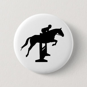 Hunter Jumper Horse & Rider 6 Cm Round Badge