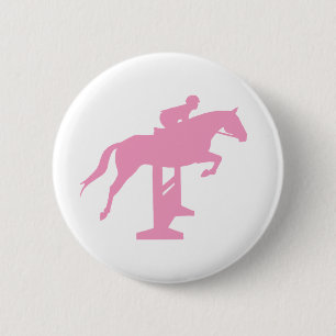 Hunter Jumper Horse & Rider (pink) 6 Cm Round Badge