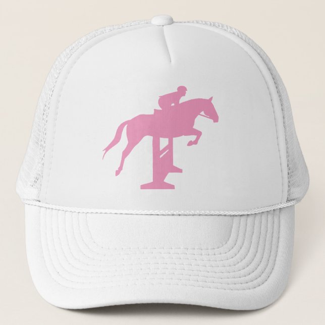 Hunter Jumper Horse & Rider (pink) Trucker Hat (Front)