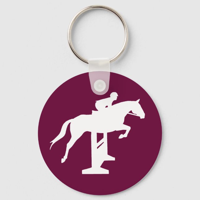 Hunter Jumper Horse & Rider (white) Key Ring (Front)