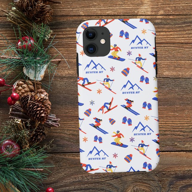 Hunter Mountain New York Ski Snowboard Pattern Case-Mate iPhone Case (Hunter Mountain New York ski snowboard winter snow vacation christmas holidays iphone phone case)