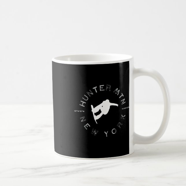 Hunter Mountain Ny Vintage Retro Snowboarding  Coffee Mug (Right)