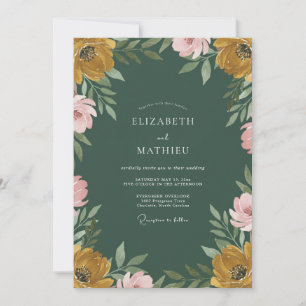 Hunter Mustard Poppy Wedding Invitation