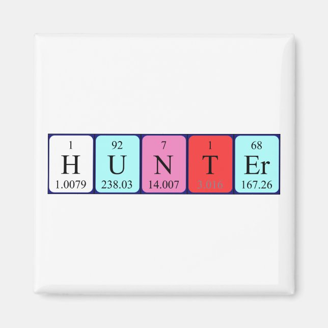 Hunter periodic table name magnet (Front)