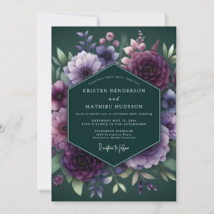 Hunter Plum Floral Wedding Invitation